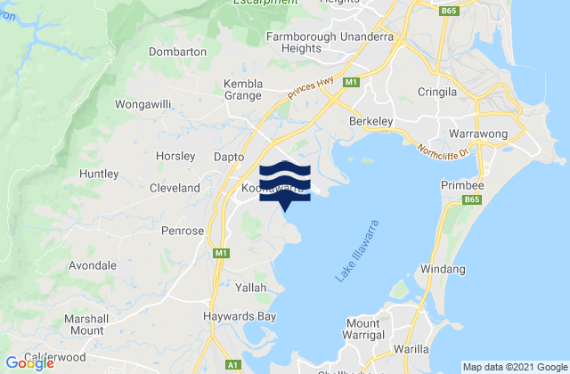 Karte der Gezeiten Dapto, Australia