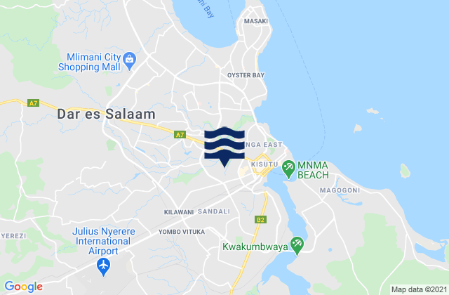 Karte der Gezeiten Dar es Salaam, Tanzania