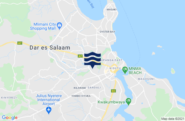 Karte der Gezeiten Dar es Salaam Region, Tanzania