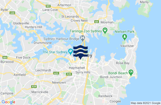Karte der Gezeiten Darlinghurst, Australia