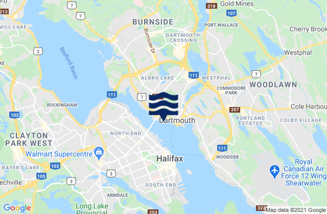 Karte der Gezeiten Dartmouth, Canada