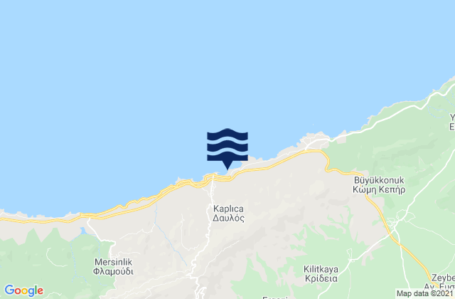 Karte der Gezeiten Davlós, Cyprus