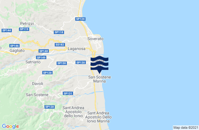 Karte der Gezeiten Davoli, Italy