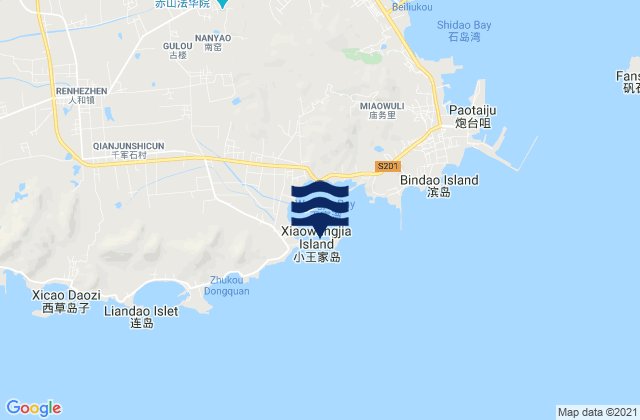 Karte der Gezeiten Dawangjia Dao, China