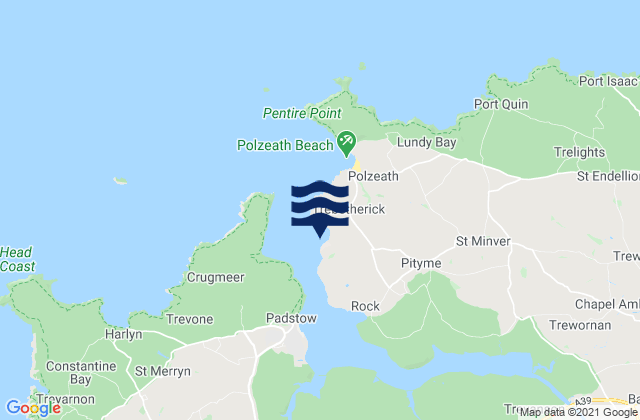 Karte der Gezeiten Daymer Bay Beach, United Kingdom