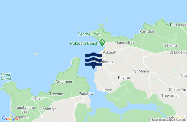 Karte der Gezeiten Daymer Bay, United Kingdom