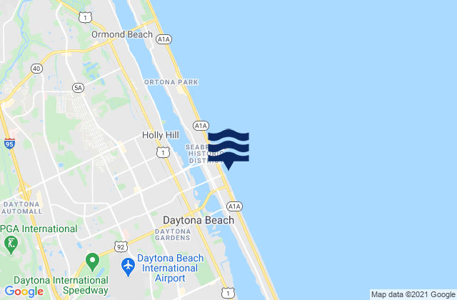 Karte der Gezeiten Daytona Beach (Ocean), United States