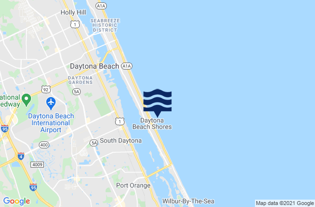 Karte der Gezeiten Daytona Beach Shores, United States