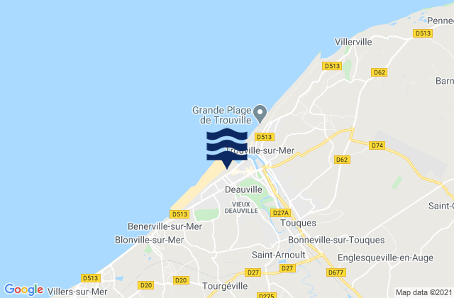 Karte der Gezeiten Deauville, France