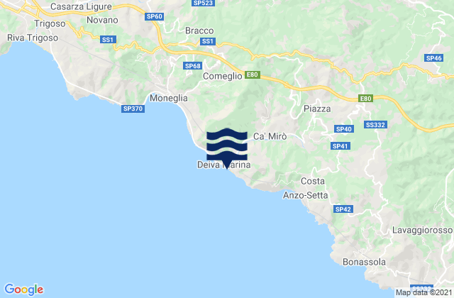 Karte der Gezeiten Deiva Marina, Italy