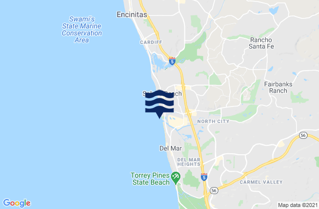 Karte der Gezeiten Del Mar Rivermouth, United States