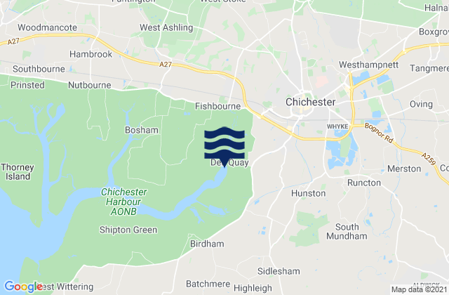 Karte der Gezeiten Dell Quay, United Kingdom