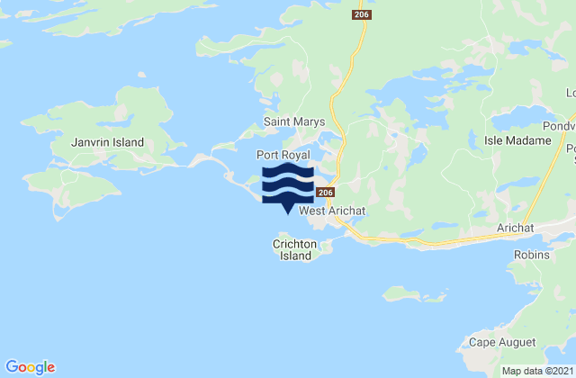 Karte der Gezeiten Delorier Island, Canada