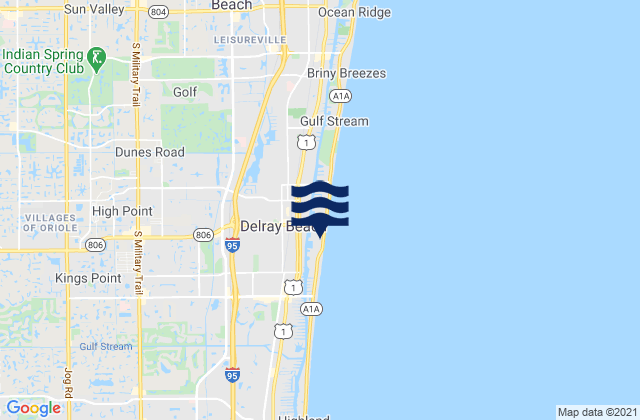 Karte der Gezeiten Delray Beach, United States