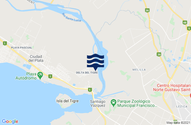Karte der Gezeiten Delta del Tigre, Uruguay