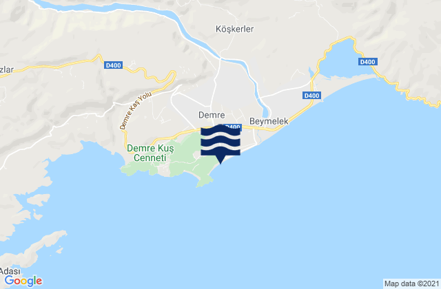 Karte der Gezeiten Demre, Turkey