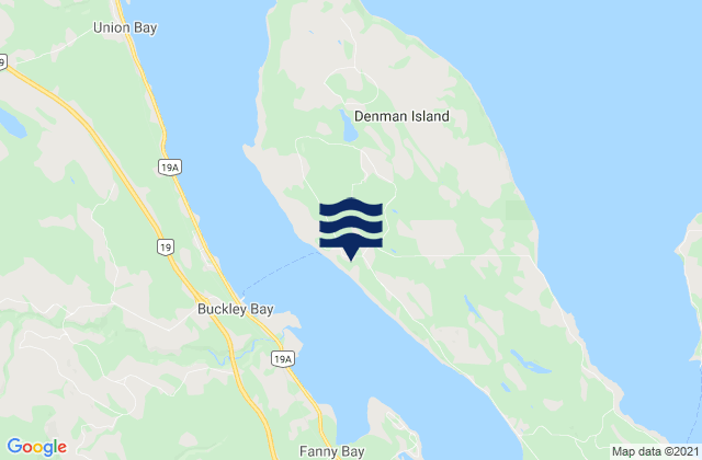 Karte der Gezeiten Denman Island, Canada