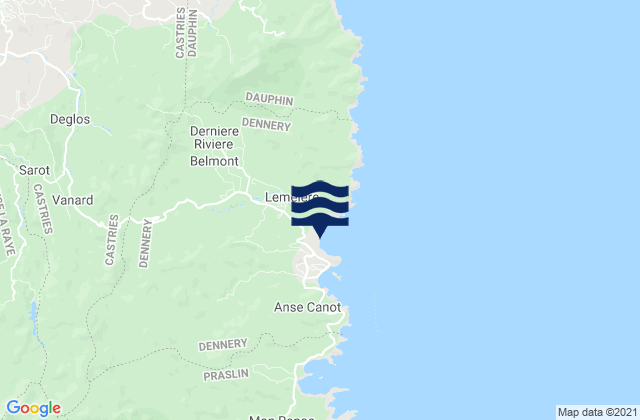 Karte der Gezeiten Dennery, Saint Lucia