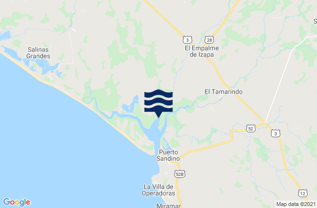Karte der Gezeiten Departamento de León, Nicaragua