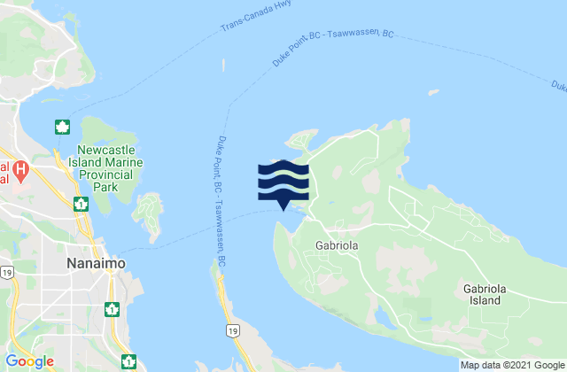 Karte der Gezeiten Descanso Bay, Canada