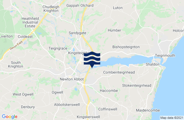 Karte der Gezeiten Devon, United Kingdom