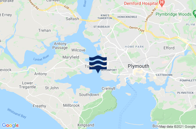 Karte der Gezeiten Devonport, United Kingdom