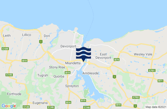 Karte der Gezeiten Devonport, Australia