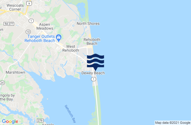 Karte der Gezeiten Dewey Beach, United States