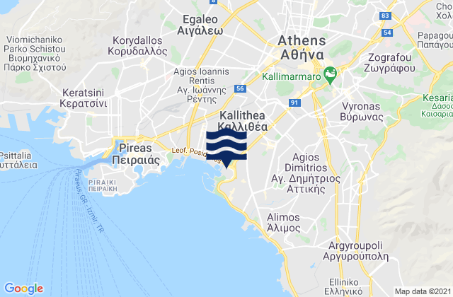 Karte der Gezeiten Dhafní, Greece