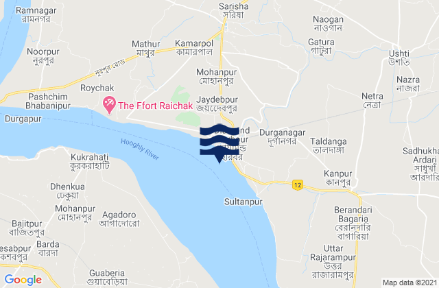 Karte der Gezeiten Diamond Harbor Hooghly River, India