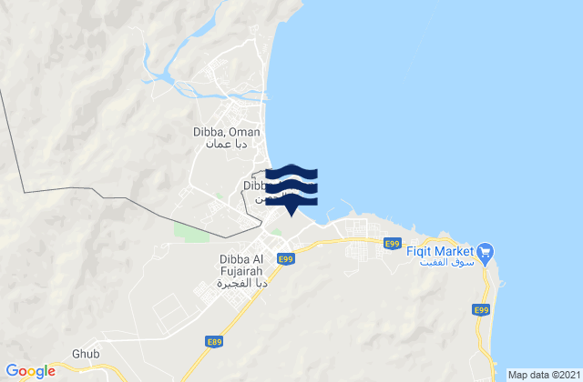 Karte der Gezeiten Dibba Al-Fujairah, United Arab Emirates