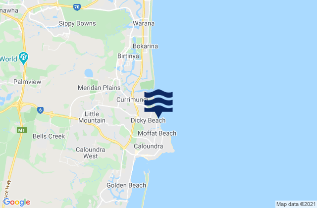 Karte der Gezeiten Dickey Beach, Australia