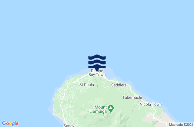 Karte der Gezeiten Dieppe Bay Town, Saint Kitts and Nevis