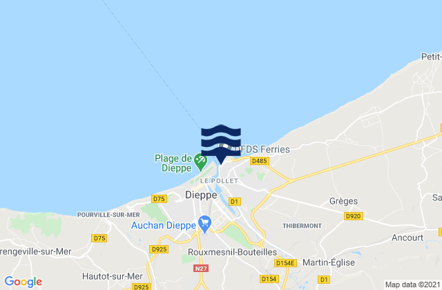 Karte der Gezeiten Dieppe Port, France