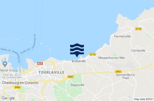 Karte der Gezeiten Digosville, France
