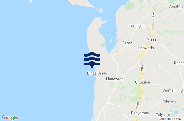 Karte der Gezeiten Dinas Dinlle Beach, United Kingdom