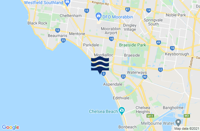 Karte der Gezeiten Dingley Village, Australia