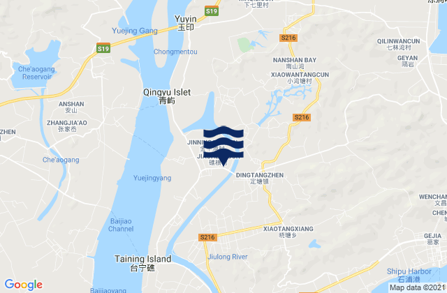 Karte der Gezeiten Dingtang, China