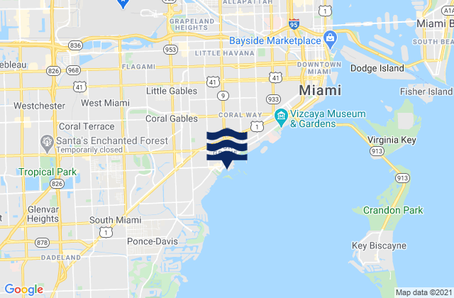 Karte der Gezeiten Dinner Key Marina Biscayne Bay, United States