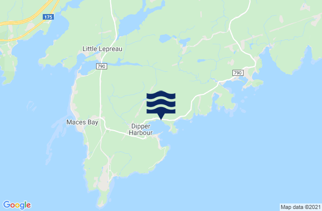Karte der Gezeiten Dipper Harbour West, Canada