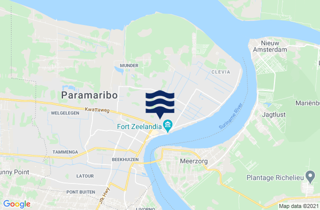 Karte der Gezeiten Distrikt Paramaribo, Suriname