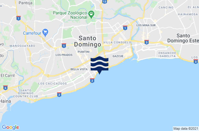 Karte der Gezeiten Distrito Nacional, Dominican Republic
