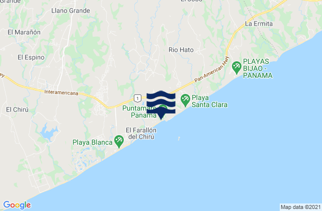 Karte der Gezeiten Distrito de Antón, Panama