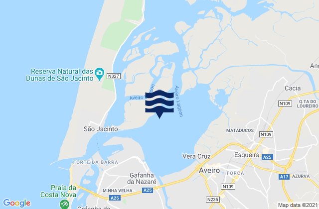 Karte der Gezeiten Distrito de Aveiro, Portugal