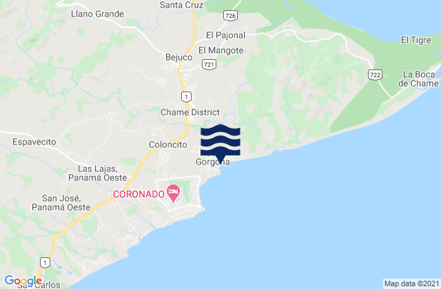 Karte der Gezeiten Distrito de Chame, Panama