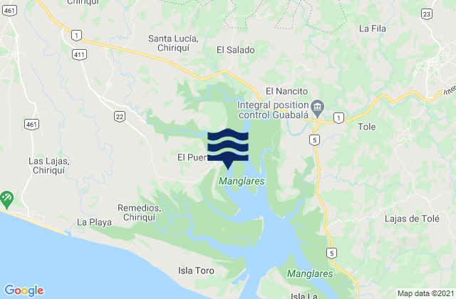 Karte der Gezeiten Distrito de Remedios, Panama