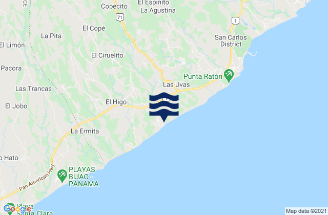 Karte der Gezeiten Distrito de San Carlos, Panama