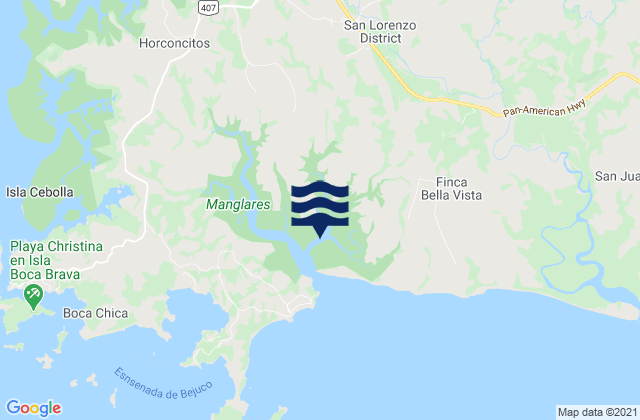 Karte der Gezeiten Distrito de San Lorenzo, Panama