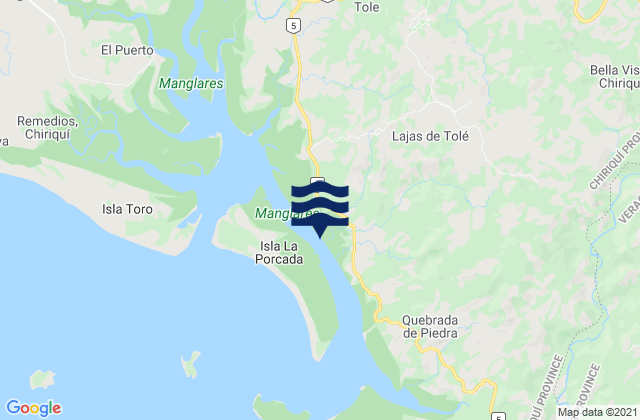 Karte der Gezeiten Distrito de Tolé, Panama