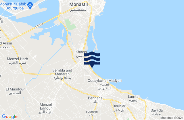 Karte der Gezeiten Djemmal, Tunisia